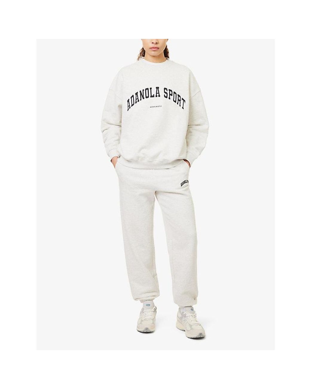 ADANOLA White Varsity Brand-Embroidered Cotton Sweatshirt