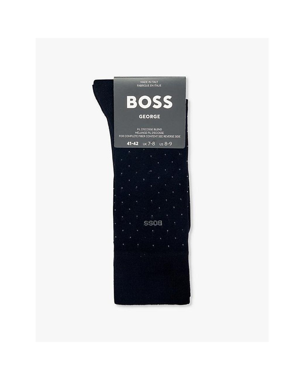 Boss Blue George Dotted-Pattern Cotton-Blend Socks for men