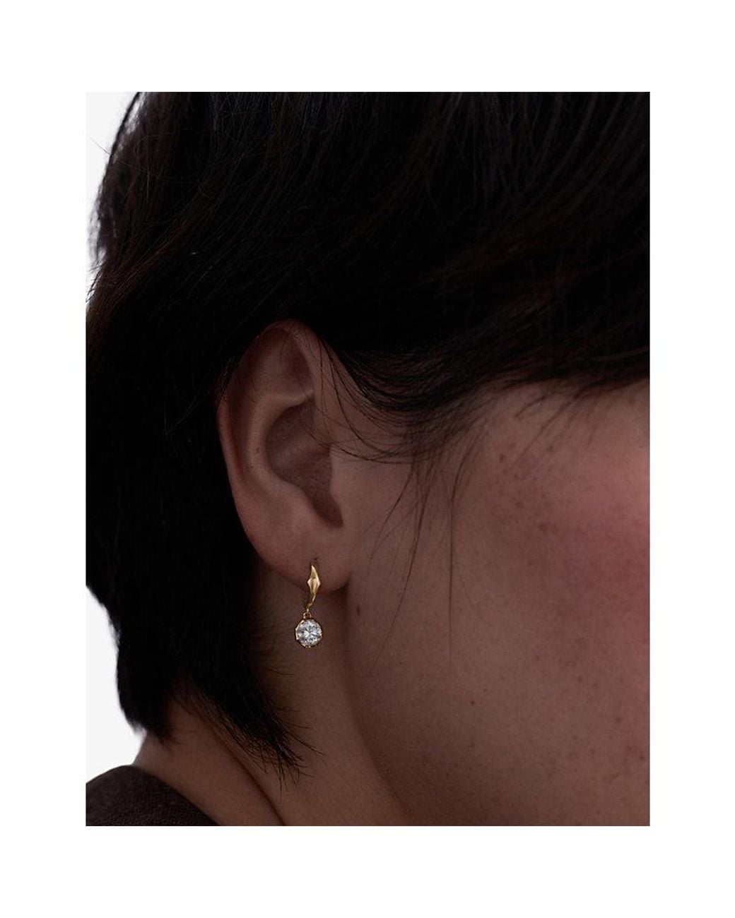 Astley Clarke Metallic Solitaire 1Ct Diamond 14Ct Drop Huggie Earrings