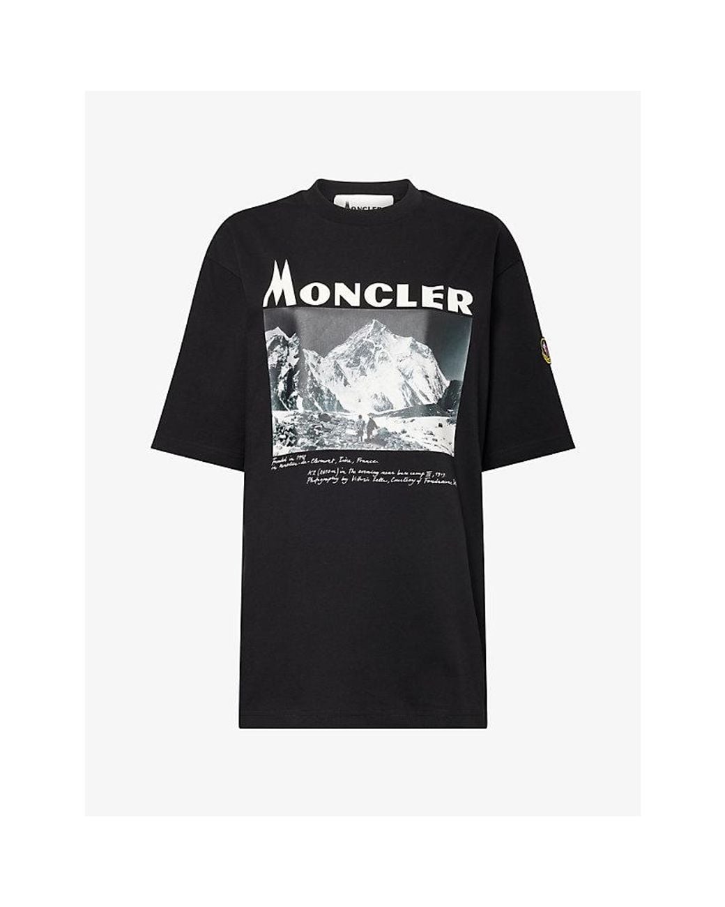 Moncler Black Icons Brand-Print Cotton T-Shirt