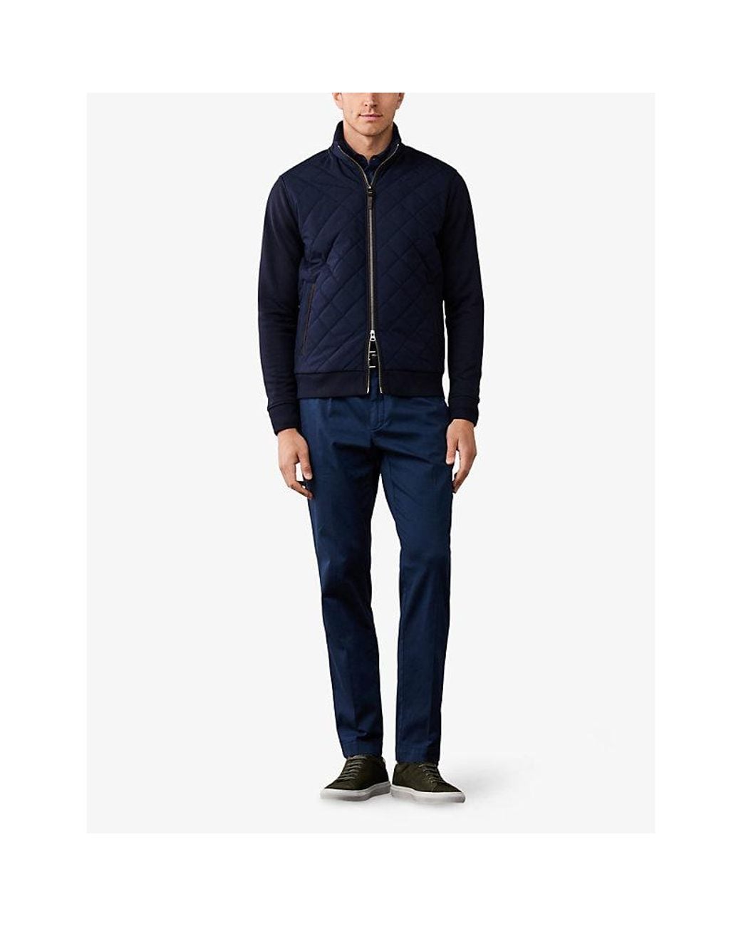 Hackett Blue Travel Quilted-Front Cotton-Blend Sweatshirt for men