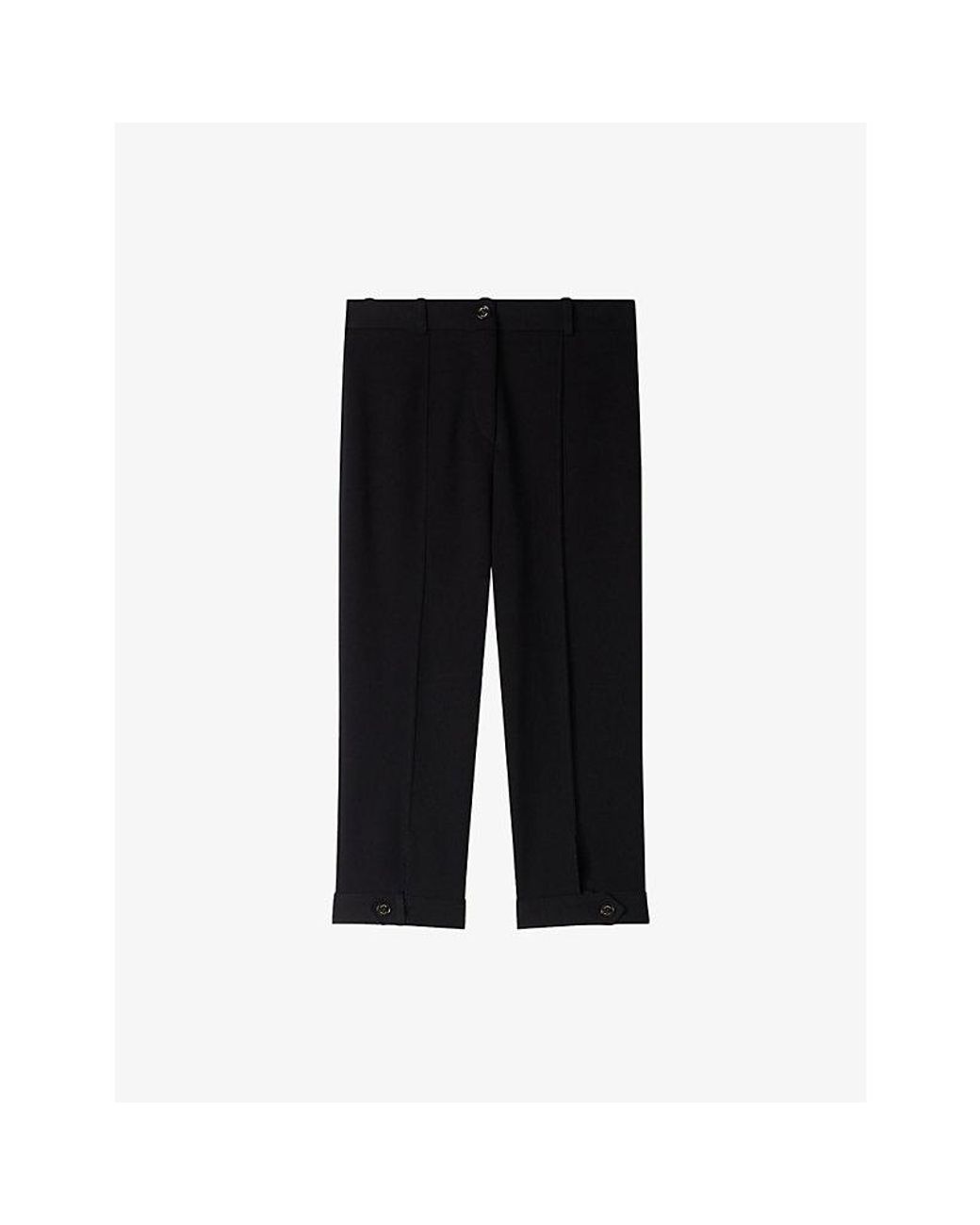Sandro Black High-Rise Knee-Length Woven Shorts