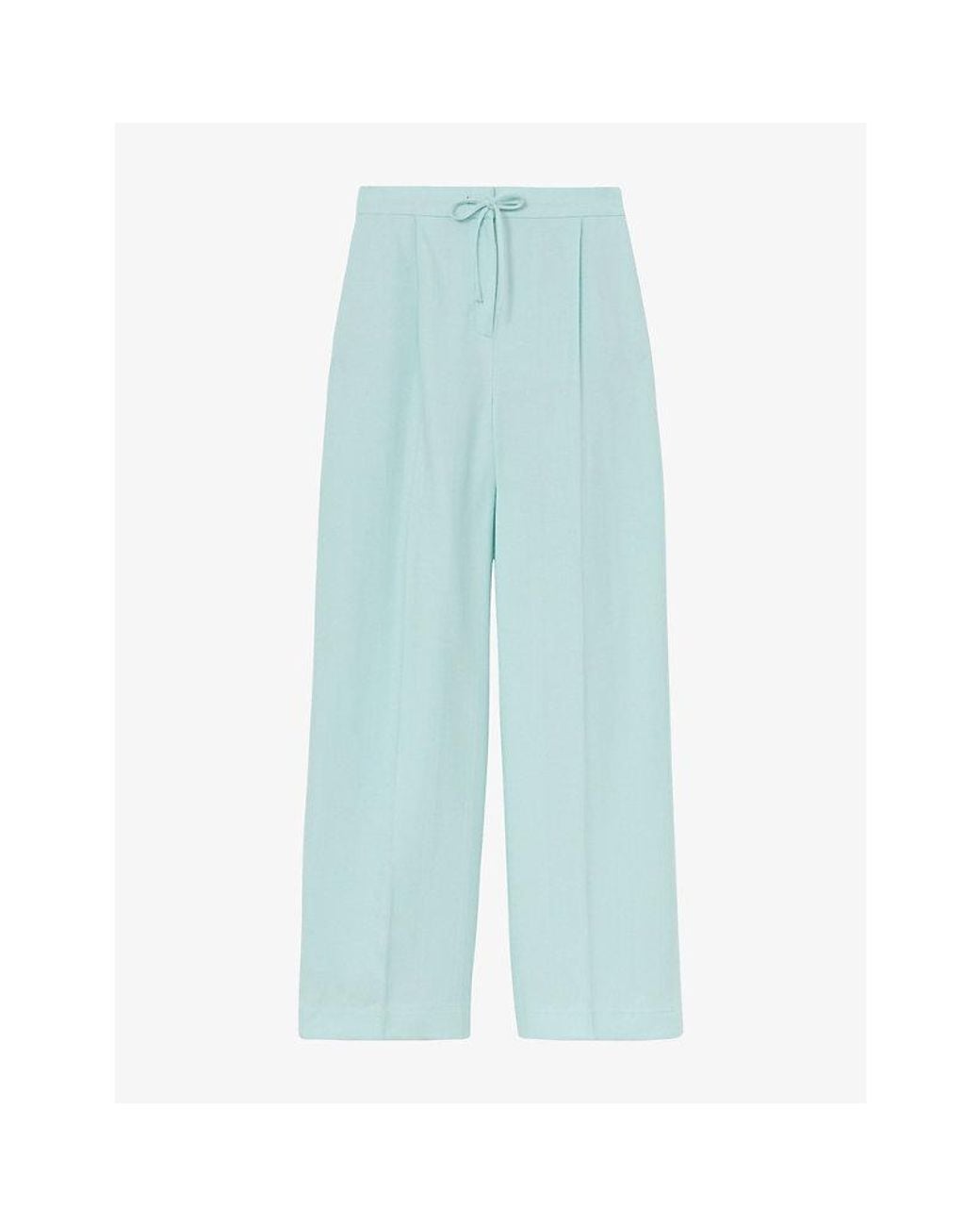 Reiss Blue Esther Drawstring Wide-Leg Woven Trousers