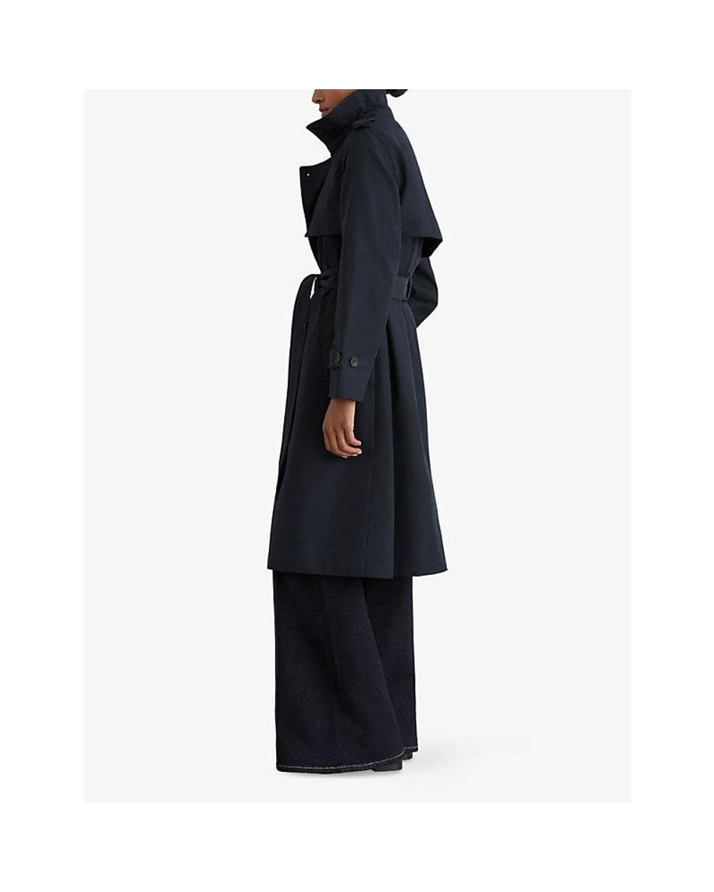 Reiss Blue Azura Double-Breasted Woven Trench Coat
