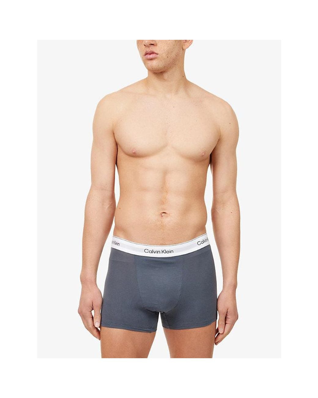 Calvin Klein Blue Icon Pack Of Three Stretch-Cotton Trunks for men