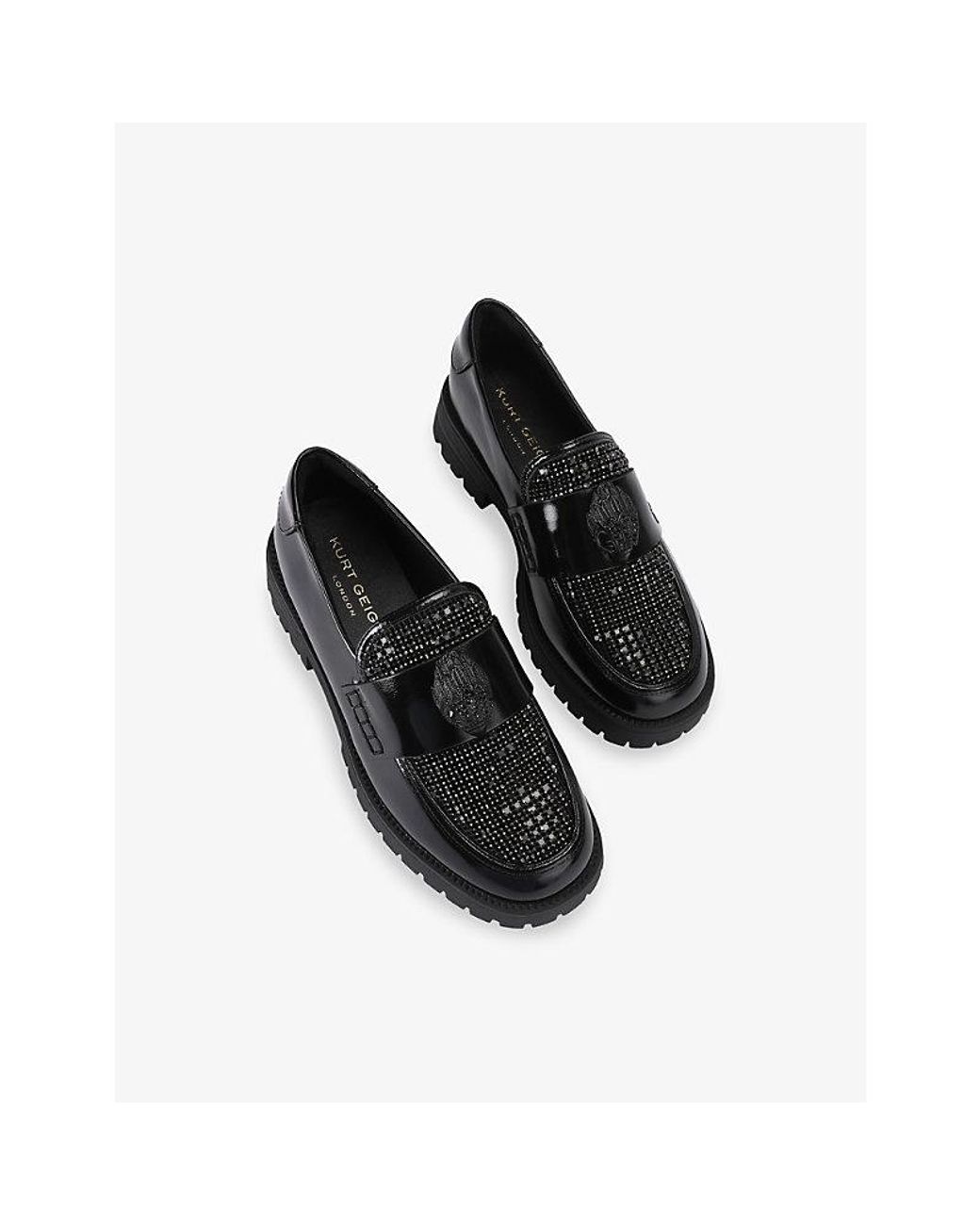 Kurt Geiger Black Eagle Crystal Patent-Leather Loafers