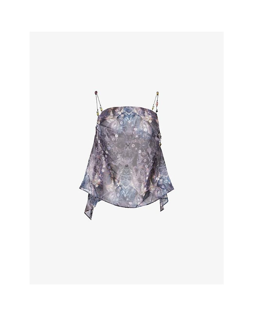 Jaded London Blue Kapli Backless Chiffon Top