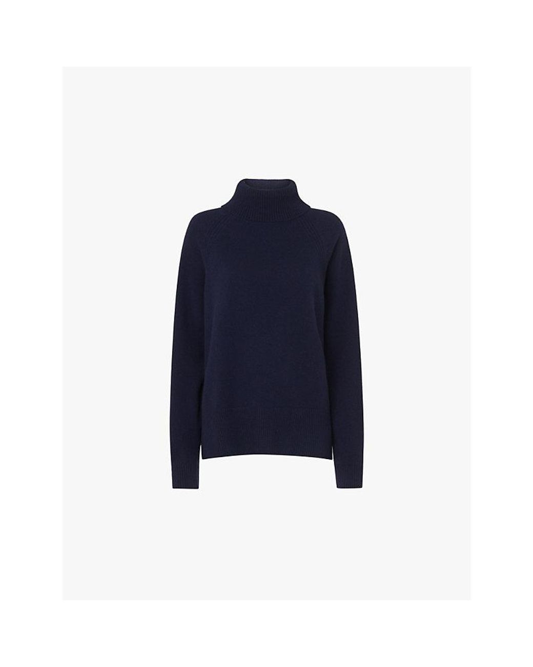 Whistles Blue Turtleneck Relaxed-Fit Cashmere Jumper