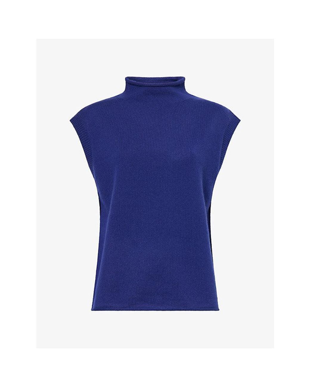 ME+EM Blue Relaxed High-Neck Cashmere Vest