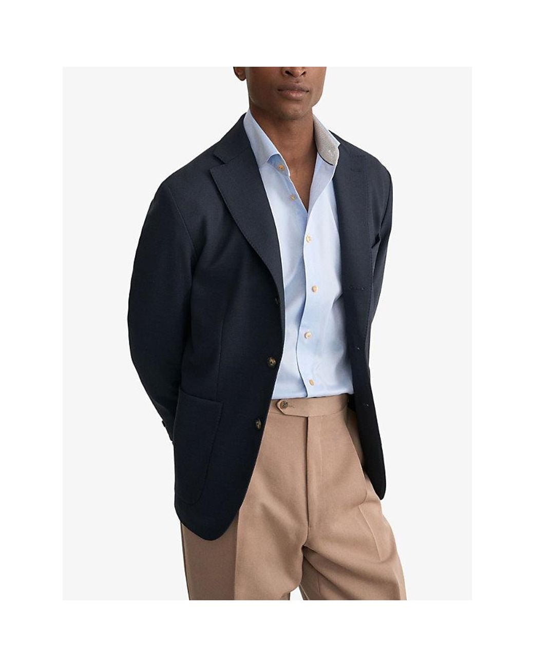 Eton of Sweden Blue Signature Geometric-Print Slim-Fit Cotton Shirt for men