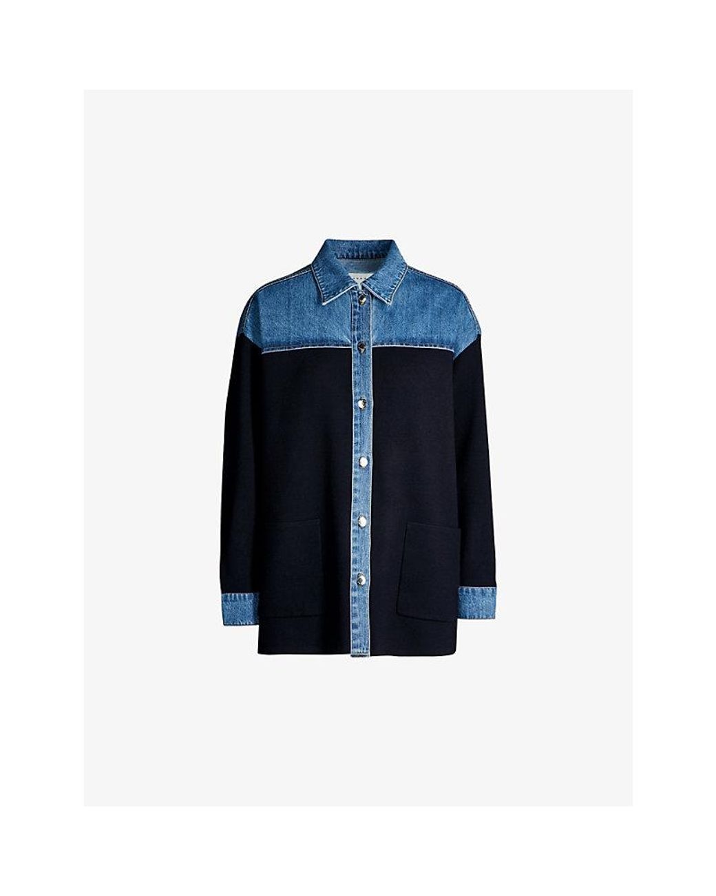 Sandro Deep Vy Oversized Knitted And Stretch-denim Jacket in Sandro Deep Vy Oversized Knitted And Stretch-denim Jacket in