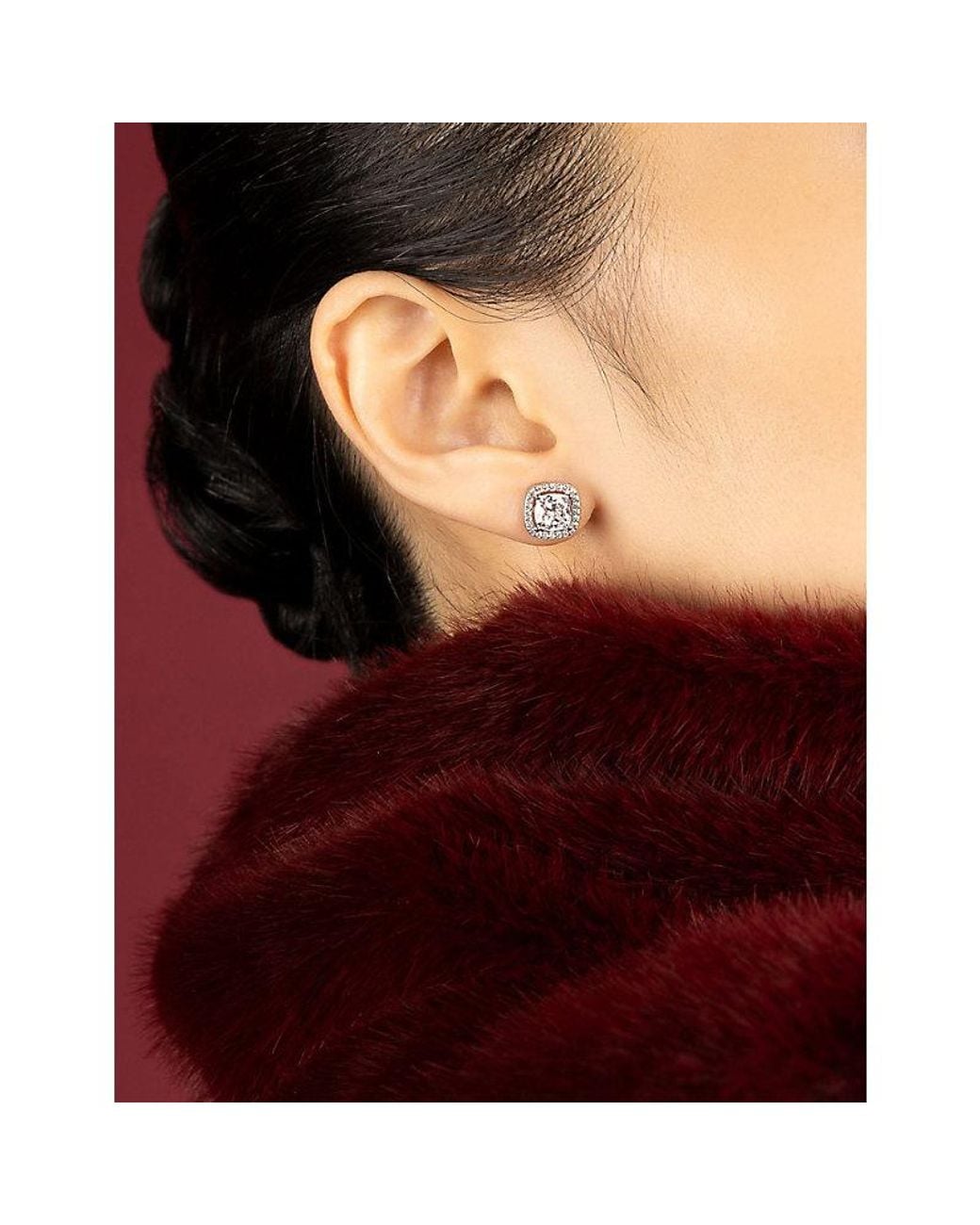 Apm Monaco White Éclat Rhodium Plated Alloy And Cubic Zirconia Stud Earrings