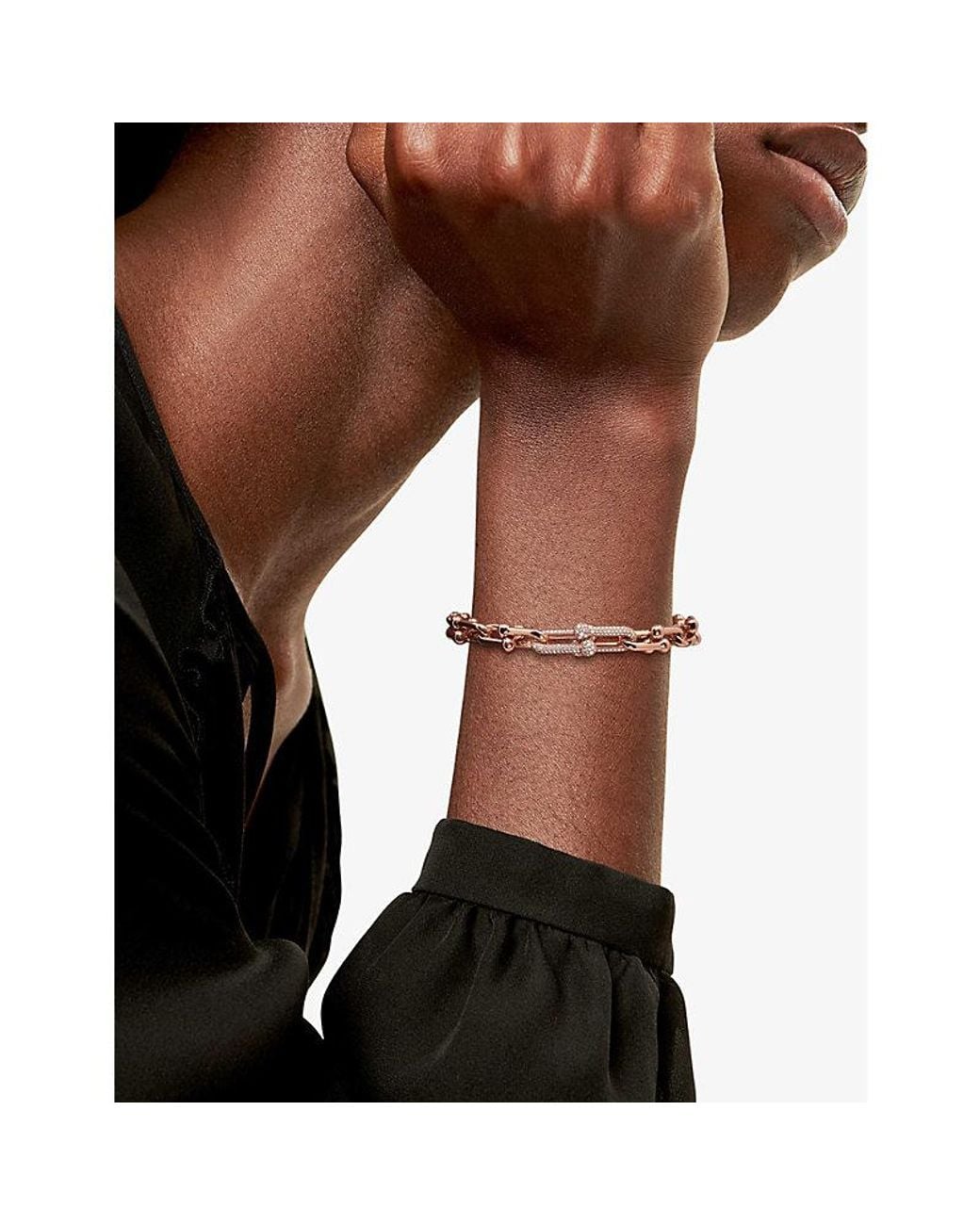 Tiffany & Co Metallic Tiffany Hardwear Medium Link 18Ct Rose- And 1.39Ct Diamond Bracelet