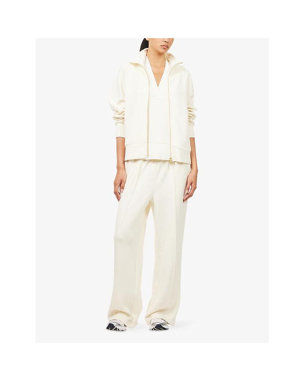 Varley White Freida V-Neck Knitted Tank Top