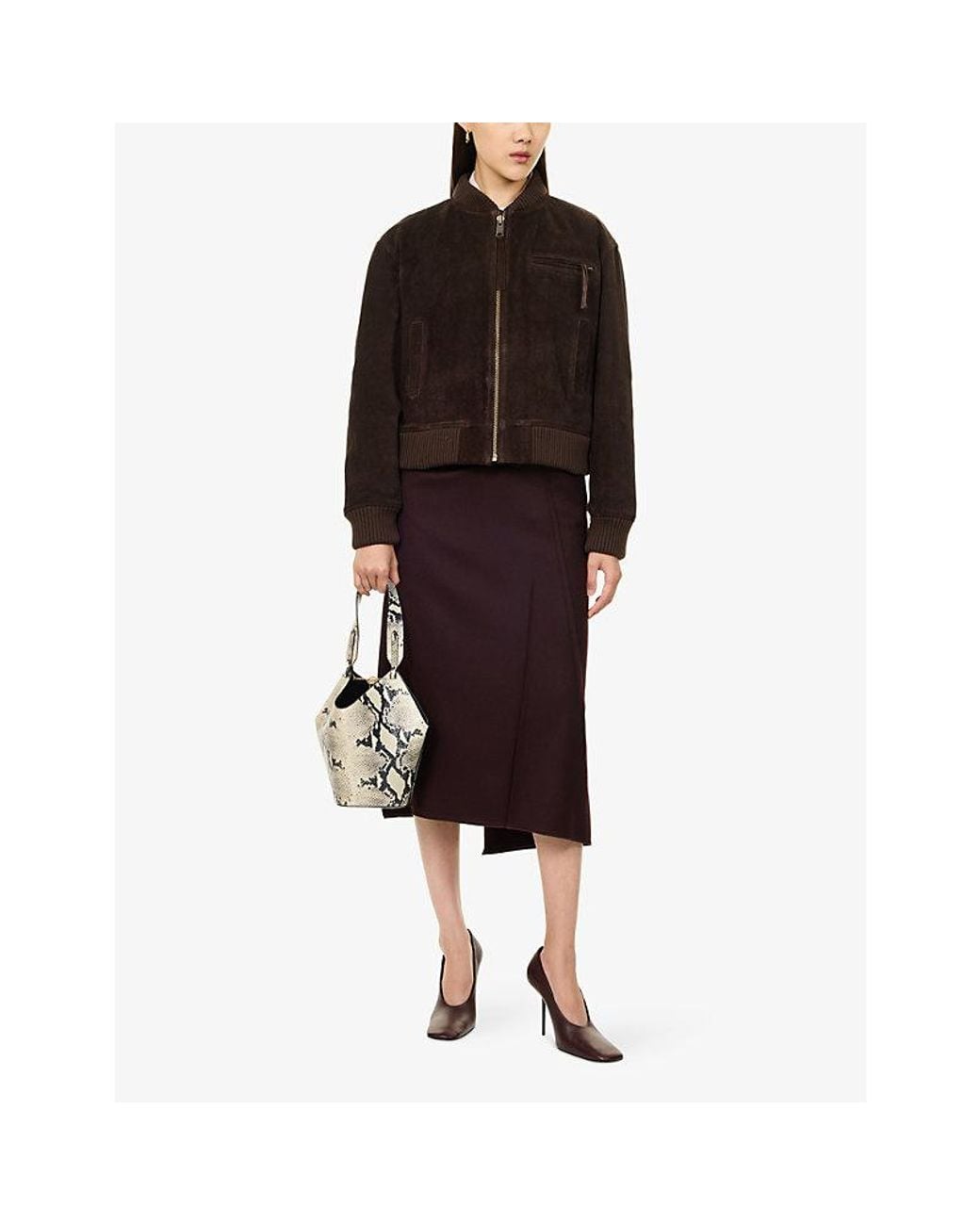 Arma Brown Elysia Classic Suede Bomber Jacket