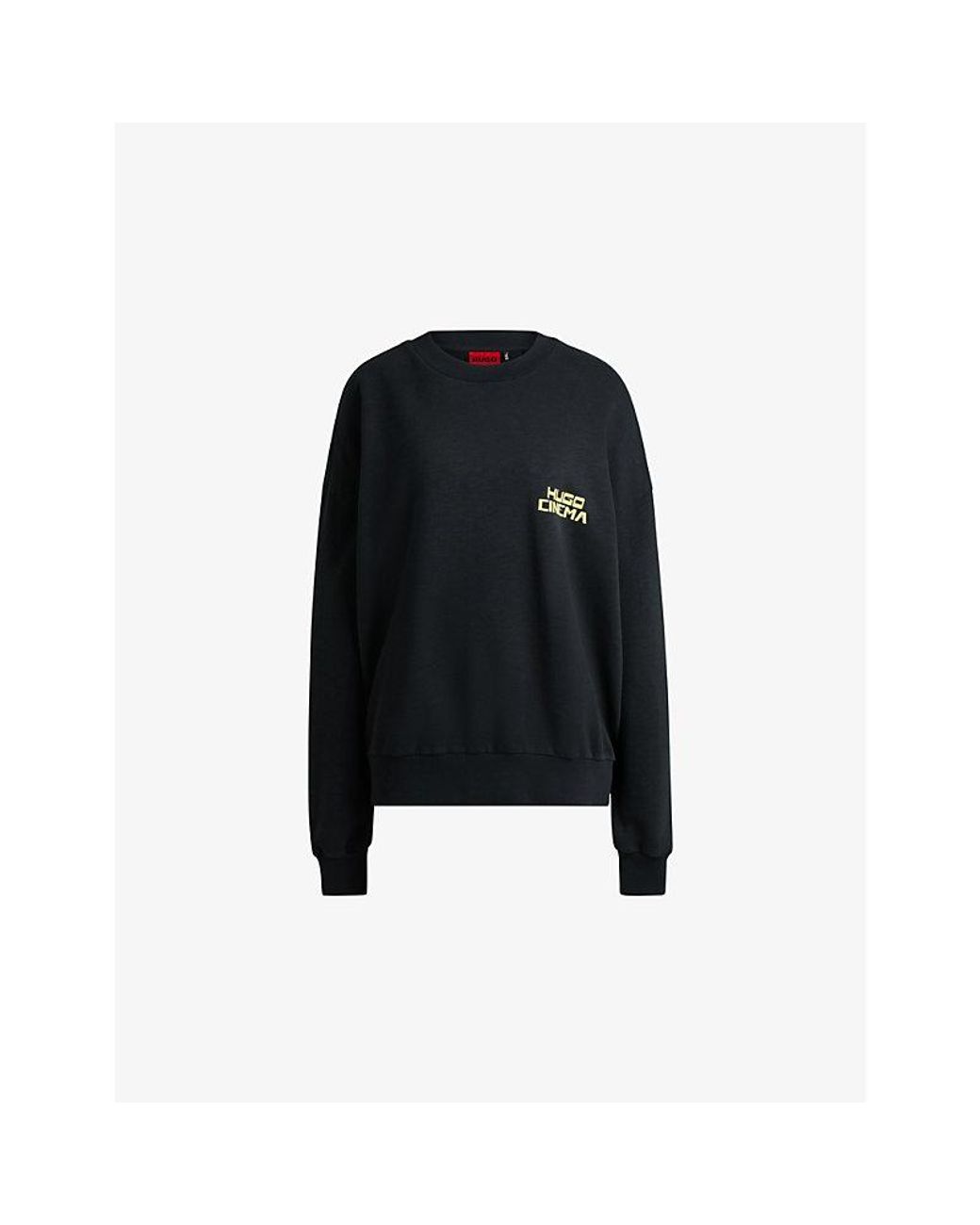 HUGO Black Branded-Print Relaxed-Fit Cotton-Jersey Sweatshirt