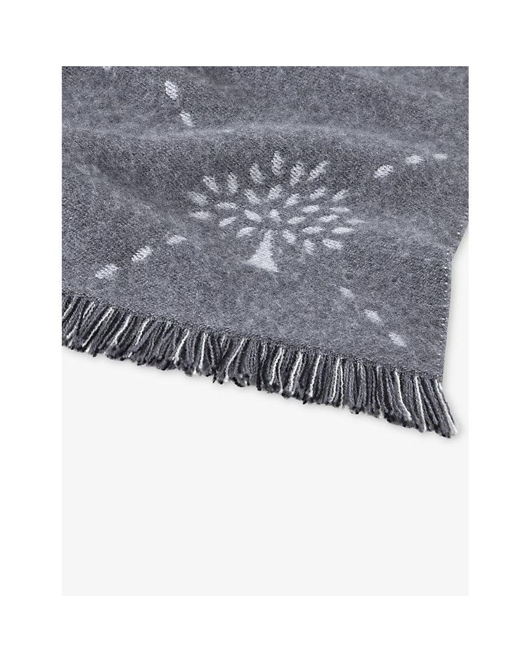 Mulberry Gray Diamond Tree Jacquard Wool Scarf