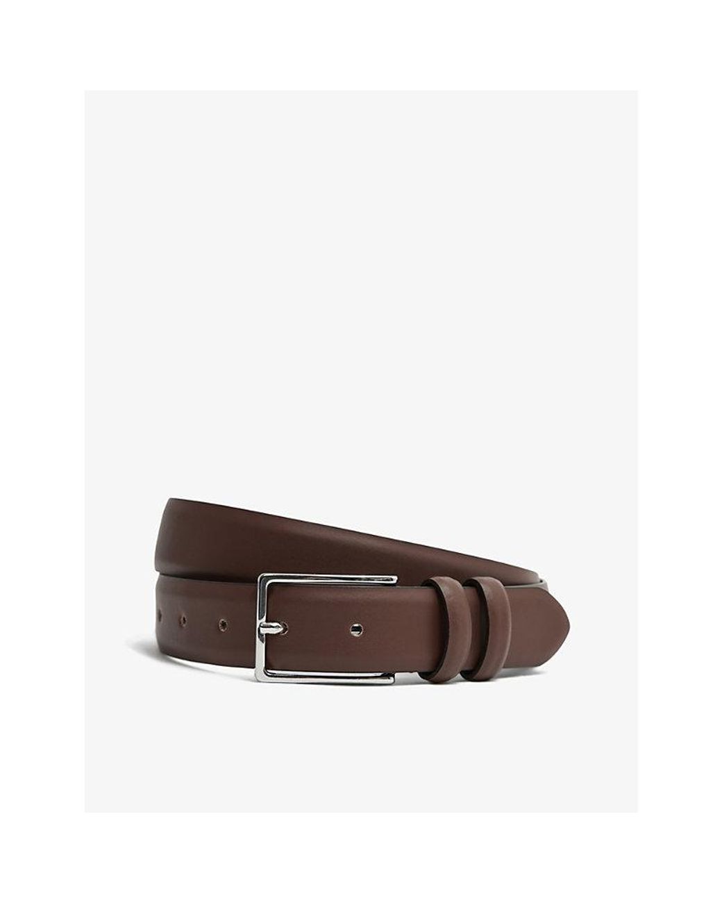 Reiss Brown Dante Adjustable-Buckle Leather Belt for men