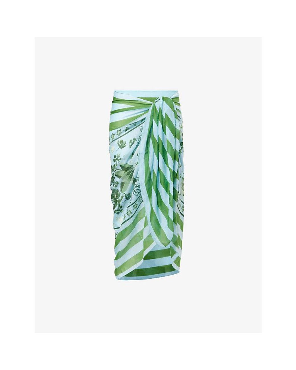 VERANDAH Green Printed Cotton-Silk Sarong