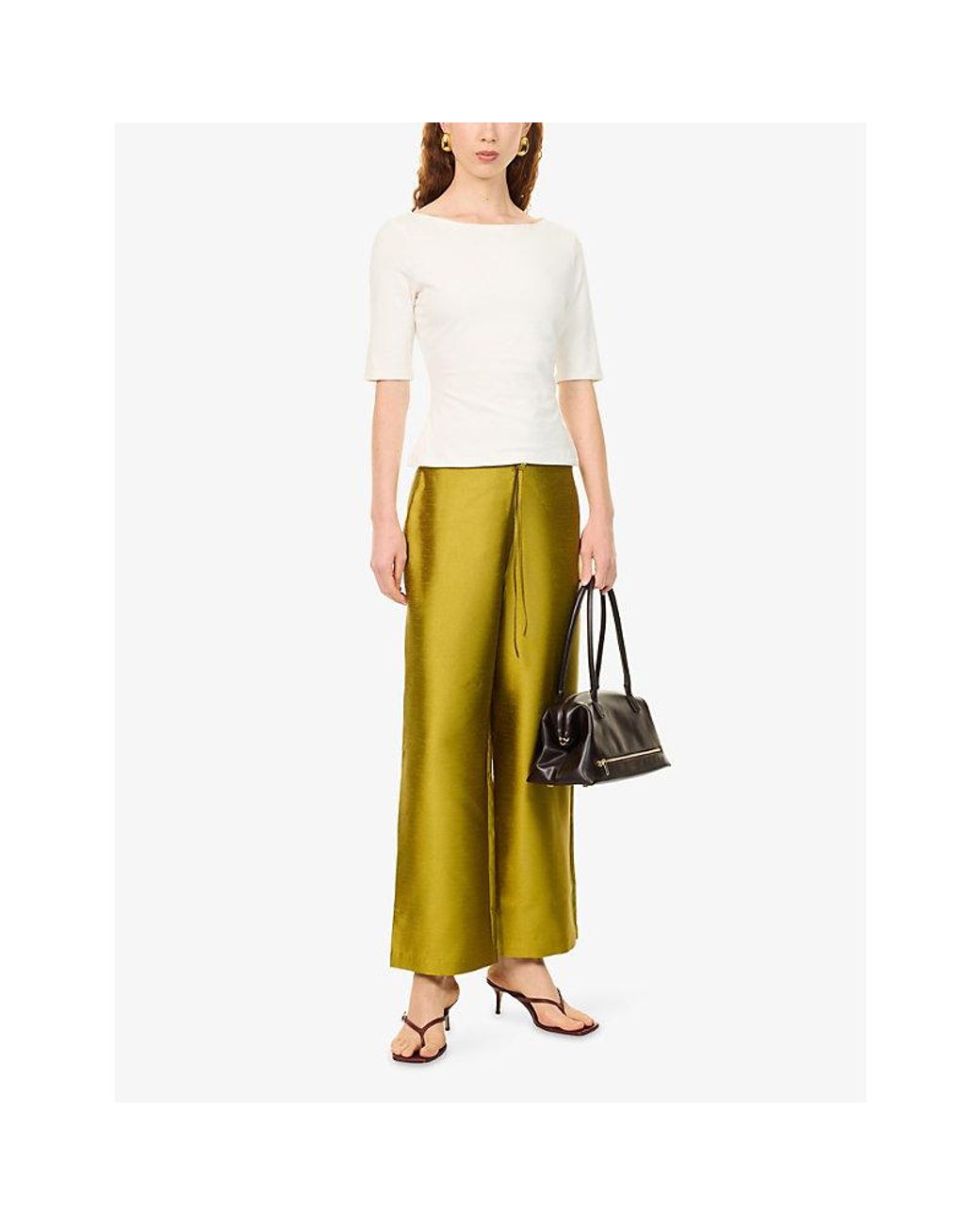 Reformation White Santino Boat-Neck Stretch-Cotton Top
