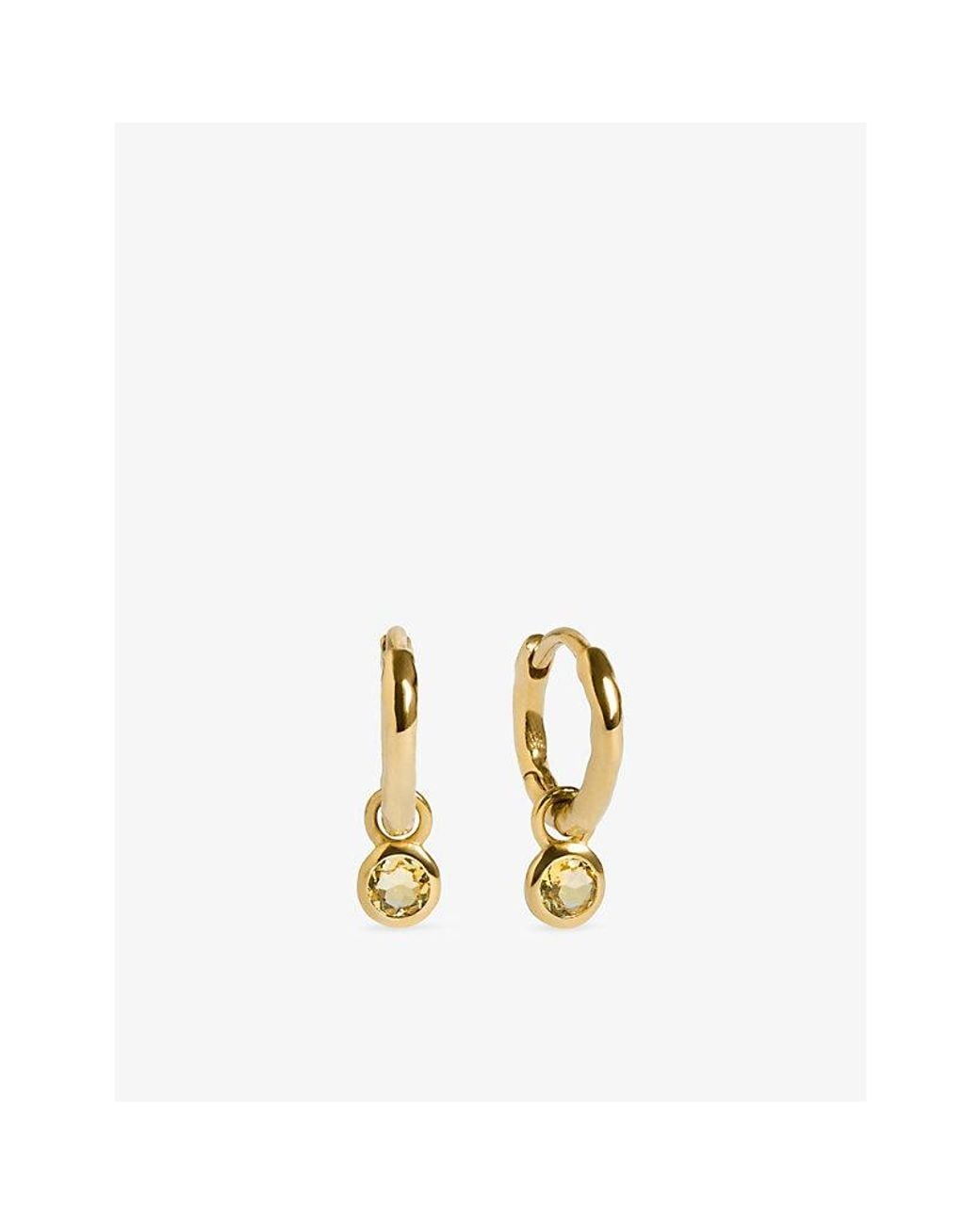 Monica Vinader Metallic November Birthstone 18Ct- Vermeil And Citrine Huggie Earrings
