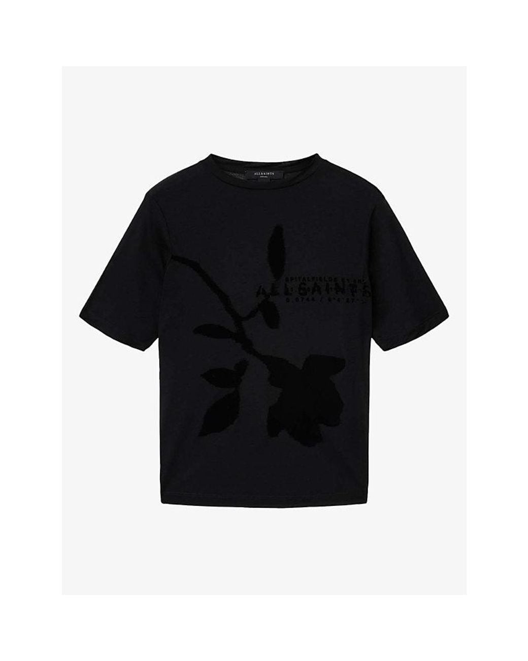 AllSaints Black Athea Sheer Graphic-Print Woven T-Shirt