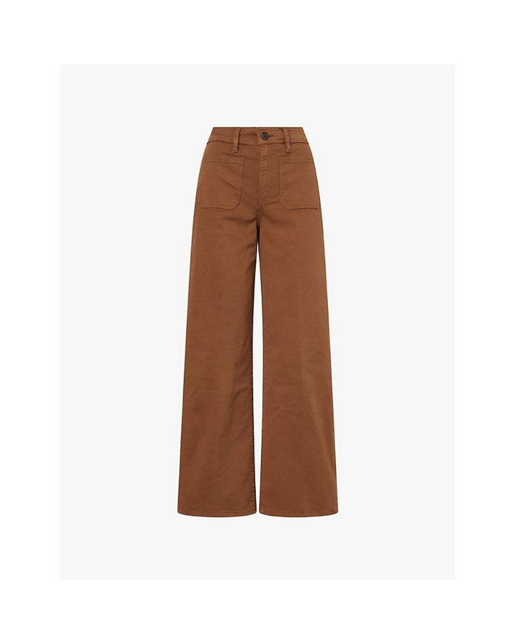 FRAME Brown Slim Palazzo Harbor Pocket Cotton Jeans