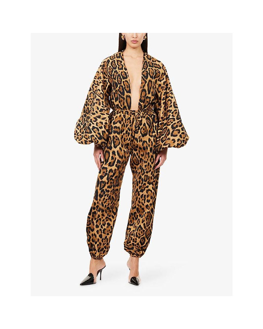 Alaïa Brown Leopard-Print Backless Nylon Body