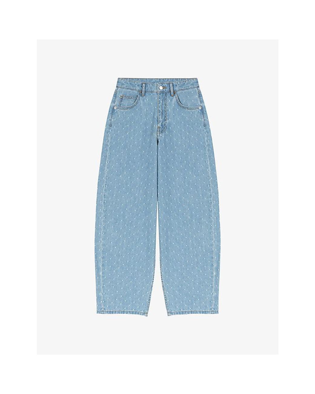 Maje Blue Textured Balloon Denim Jeans