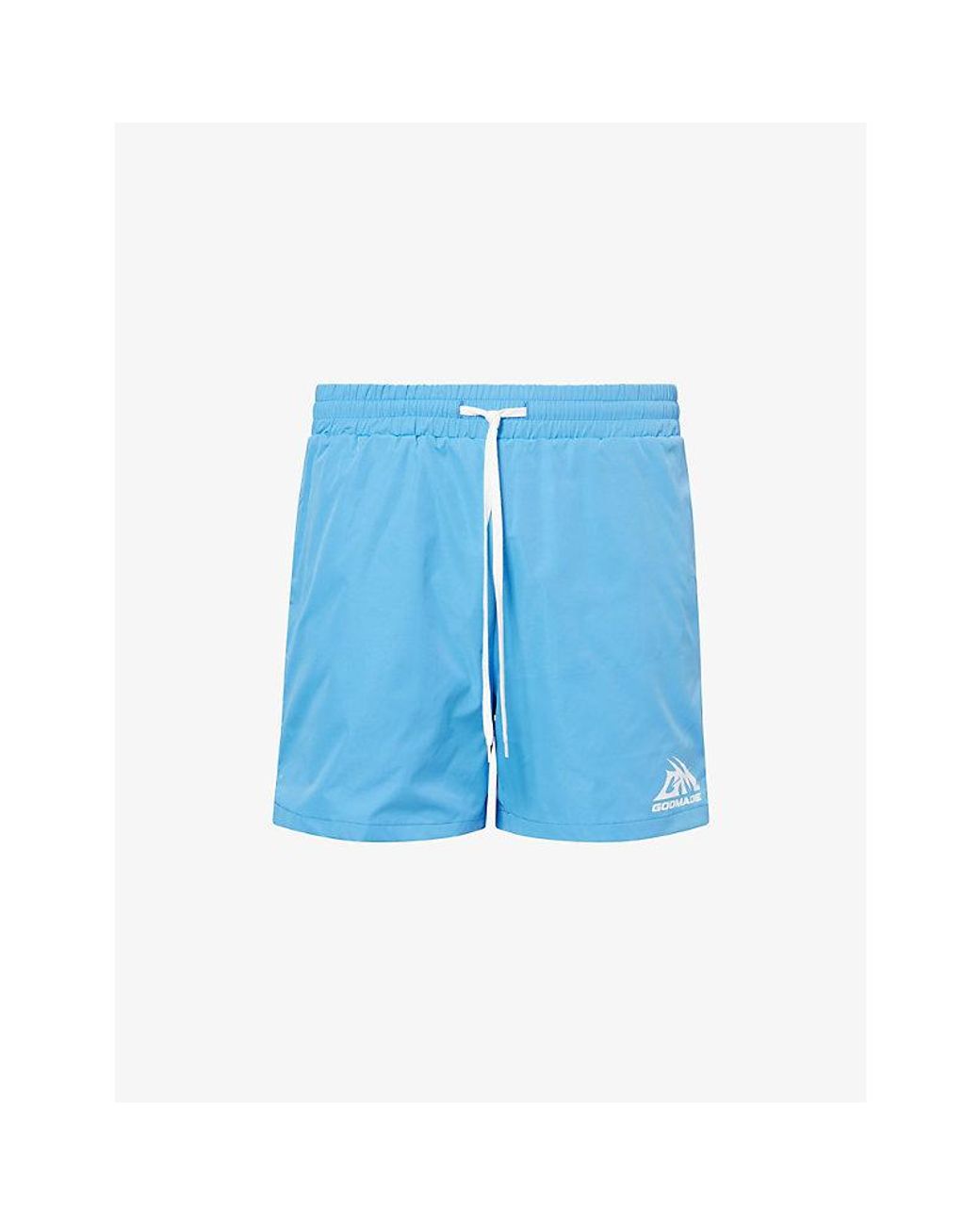 GODMADE Blue Logo-Print Swim Shorts for men