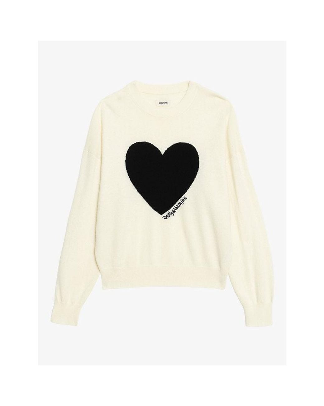 Zadig & Voltaire Black Soulo Heart-Motif Wool And Cashmere-Blend Jumper