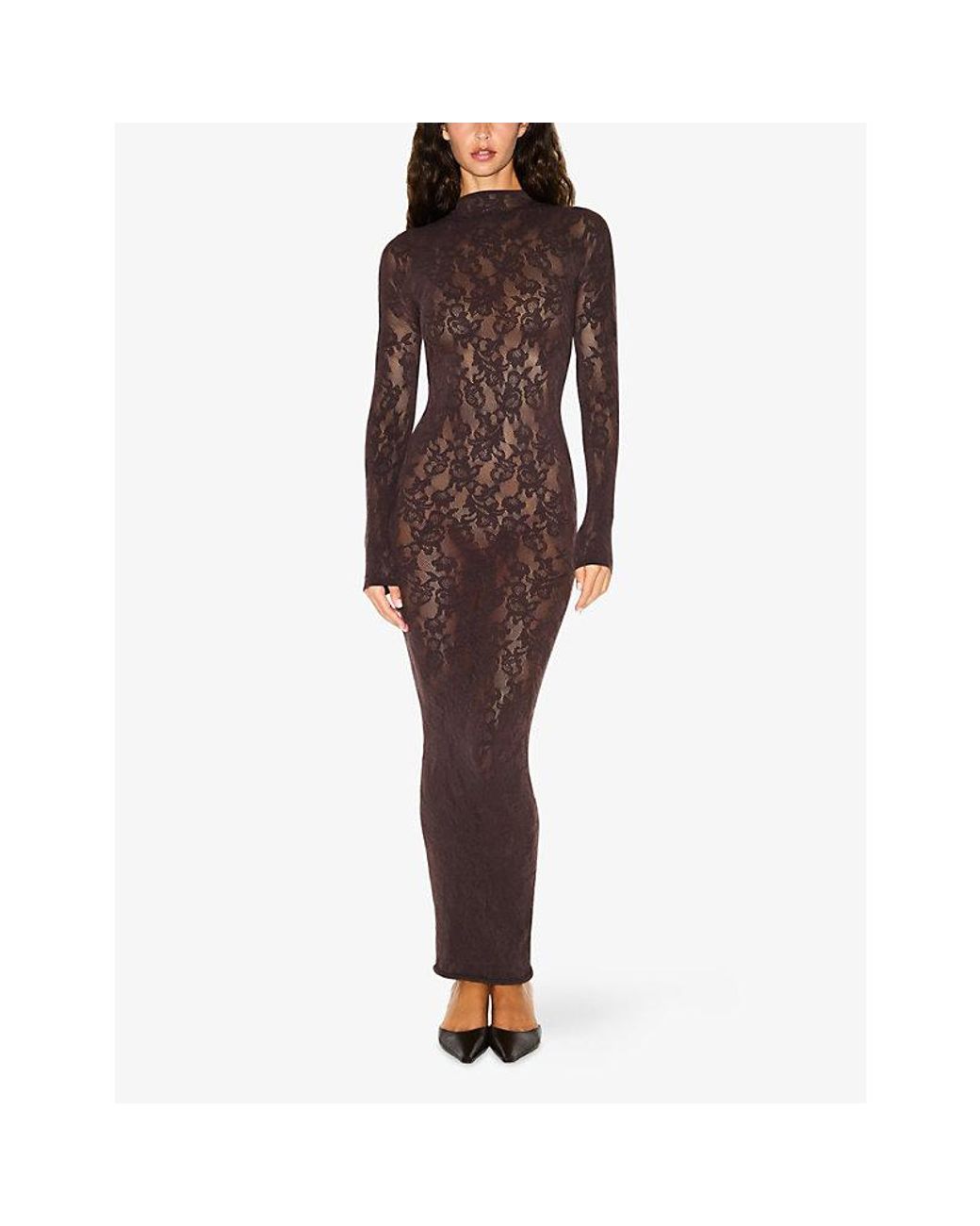 skims knit lace mock neck dress Midi in Brown lularoe dress
