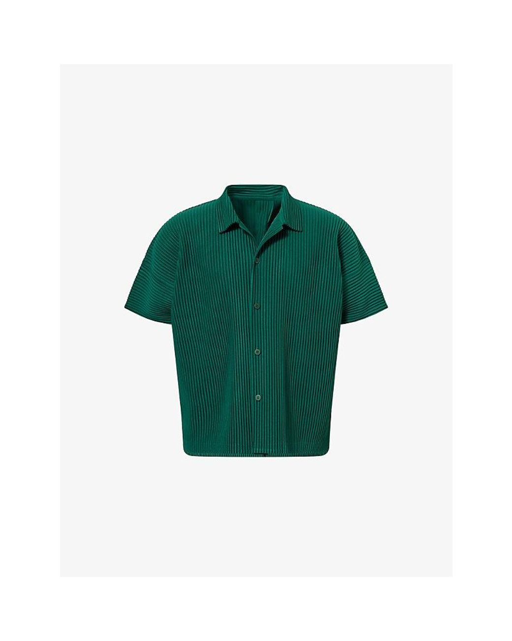 Homme Plissé Issey Miyake Green Basics Pleated Knitted Shirt for men