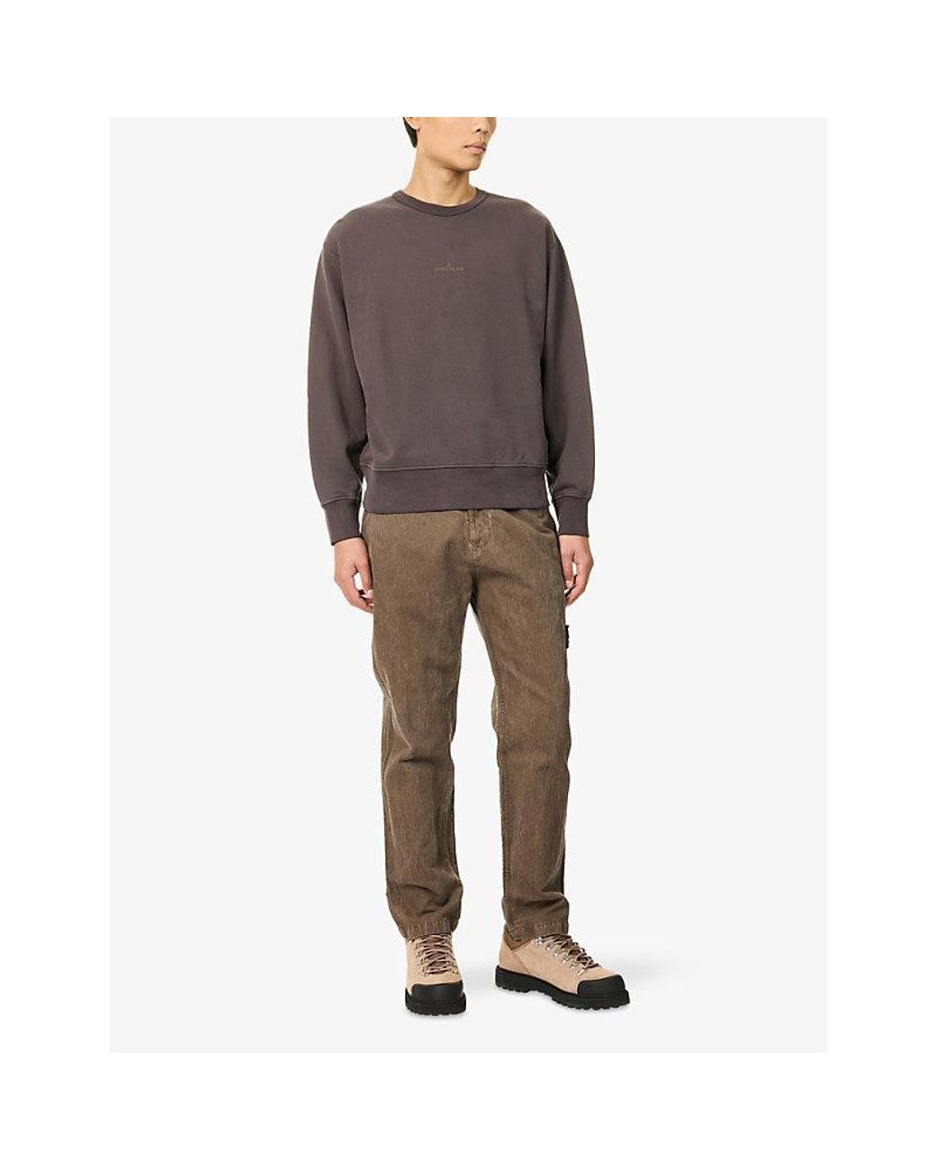 Stone Island Brown Camo Compass Cotton Fleece Sweatshirt for men