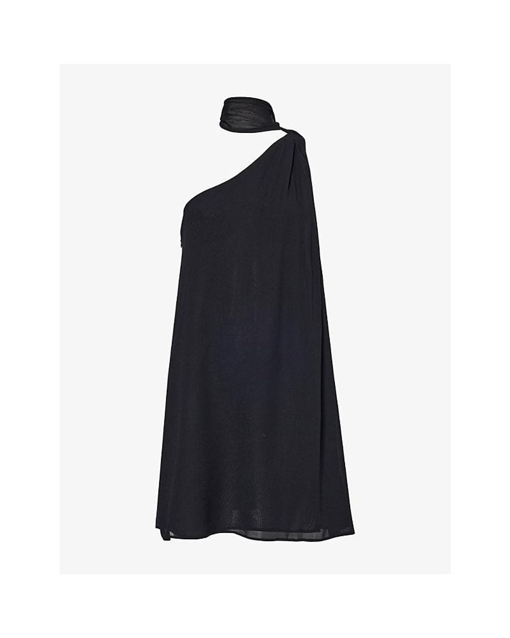 Reformation Blue Meena Neck-Tie Georgette Mini Dress