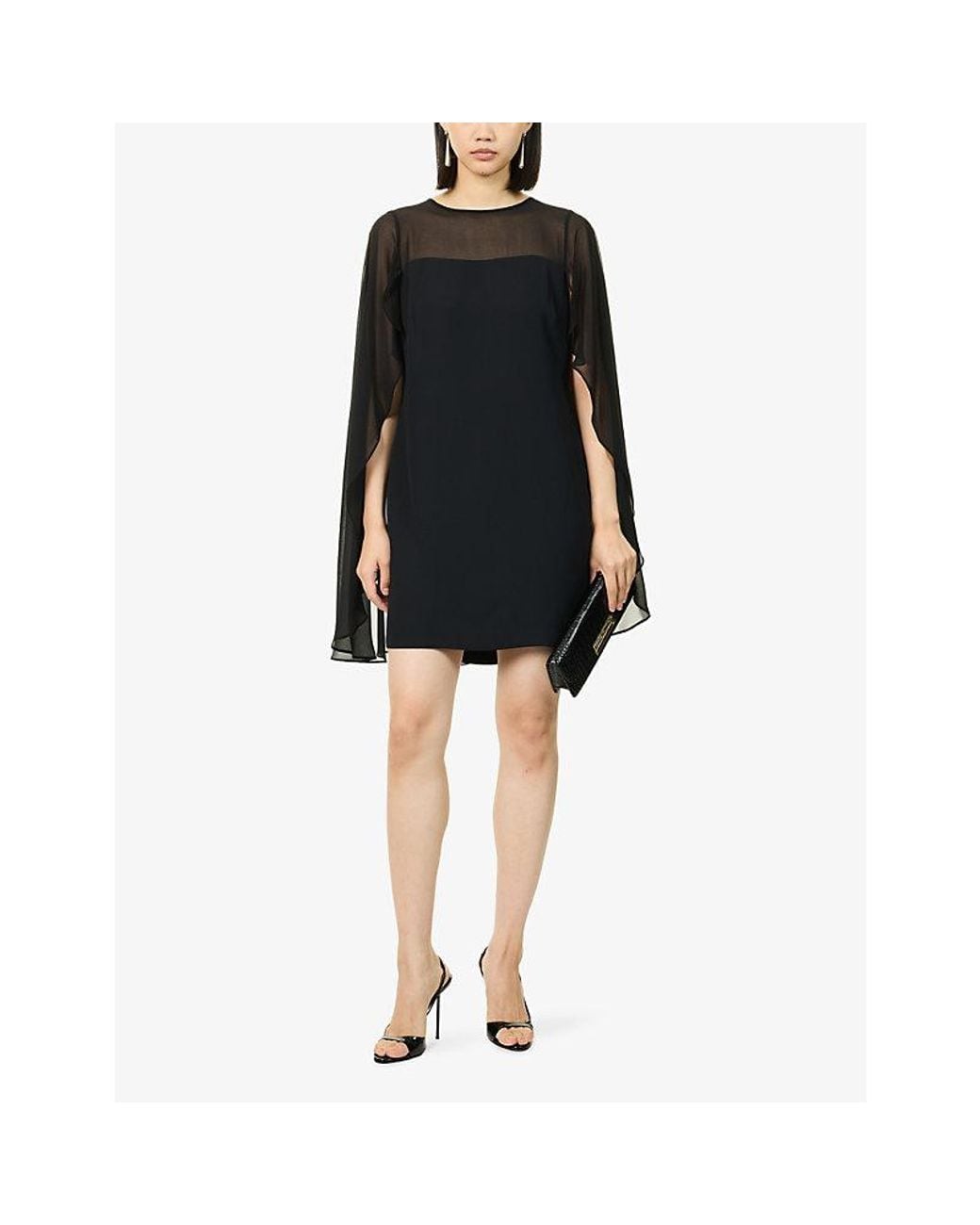 Ralph Lauren Black Cape Woven Cocktail Mini Dress