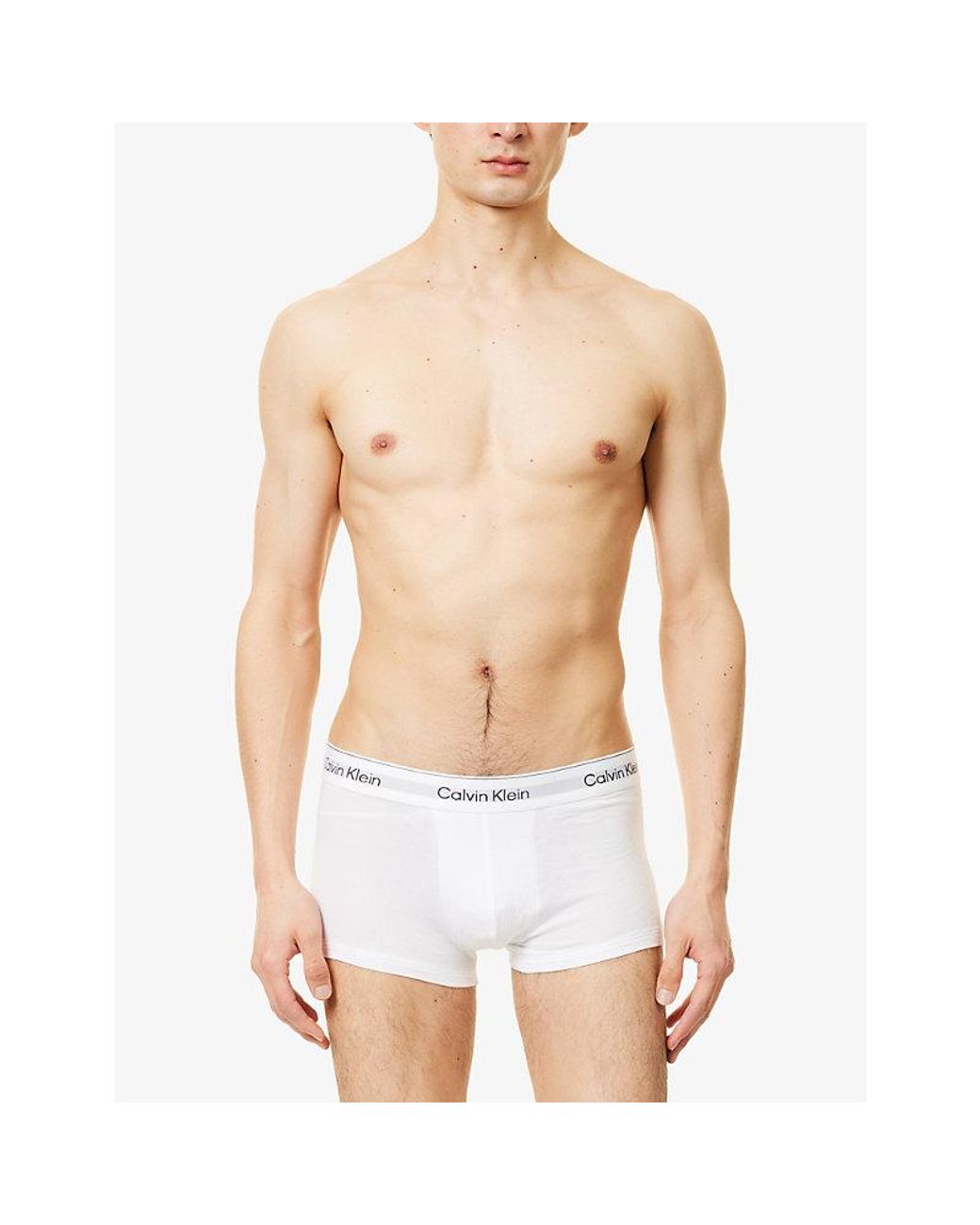 Calvin Klein White Icon Logo-Waistband Pack Of Three Stretch-Cotton Trunks for men