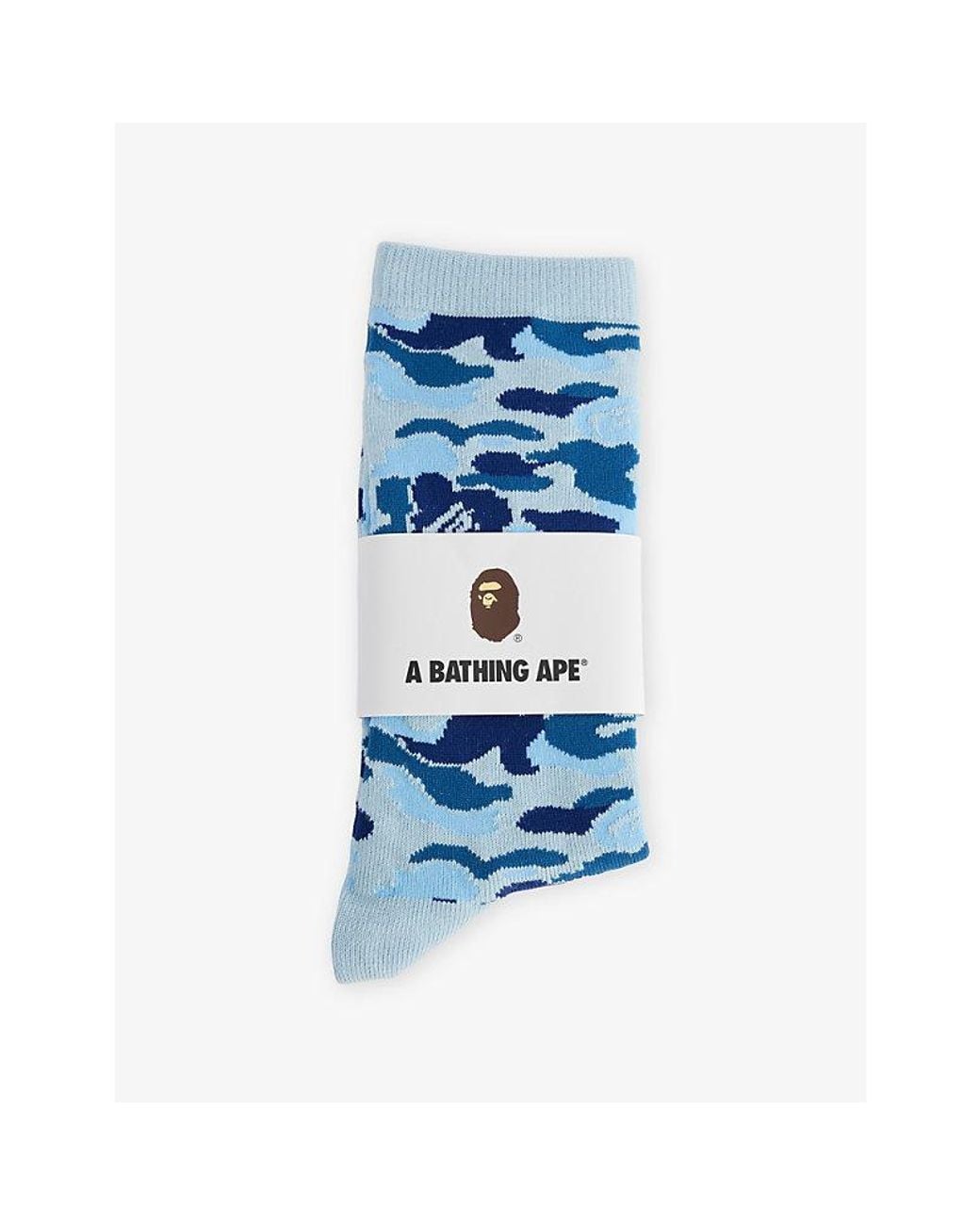 A Bathing Ape Blue Camouflage Crew Knit Socks for men