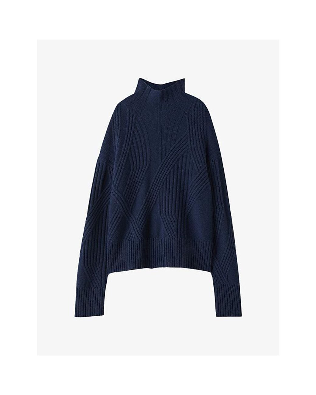 Joseph Blue Isabel Rib Merino-Wool Jumper