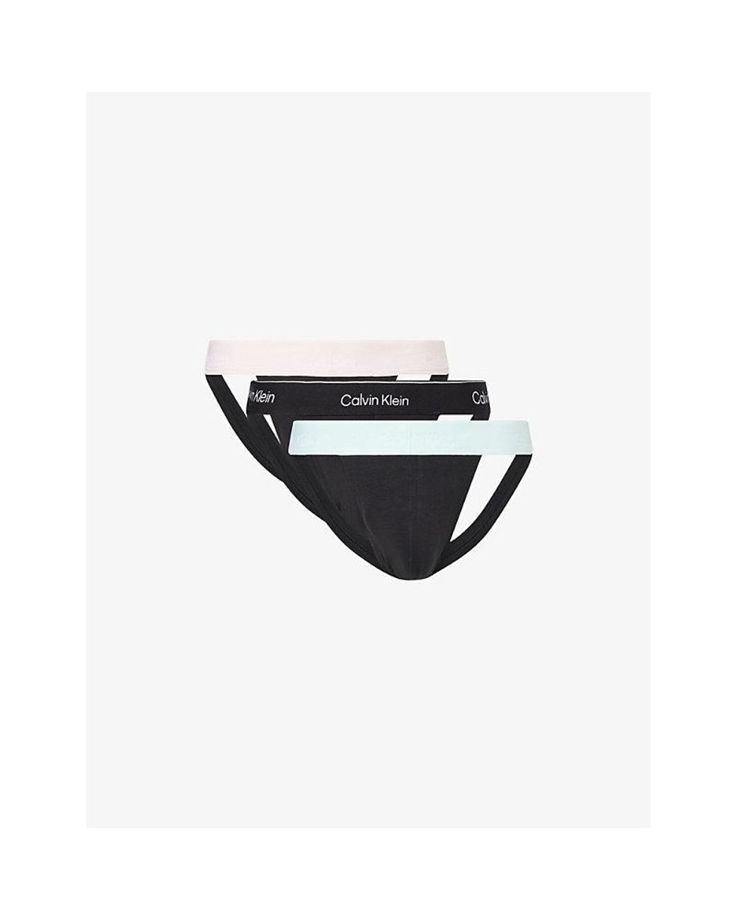 Calvin Klein Black Icon Pack Of Three Stretch-Cotton Jock Straps for men
