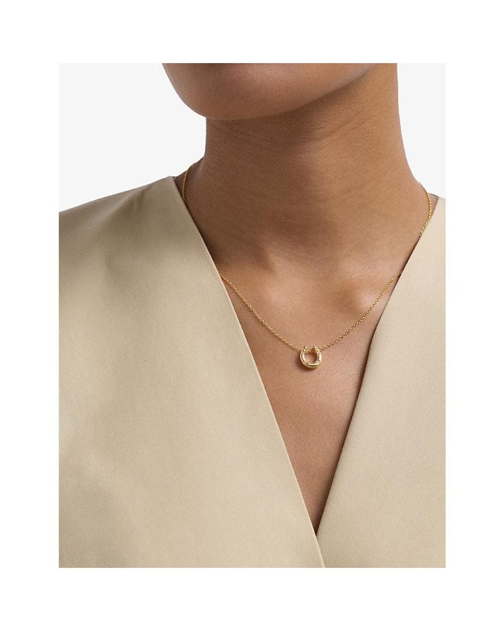 Astley Clarke Metallic Biography Horseshoe 18Ct- Plated Sterling- And Sapphire Necklace