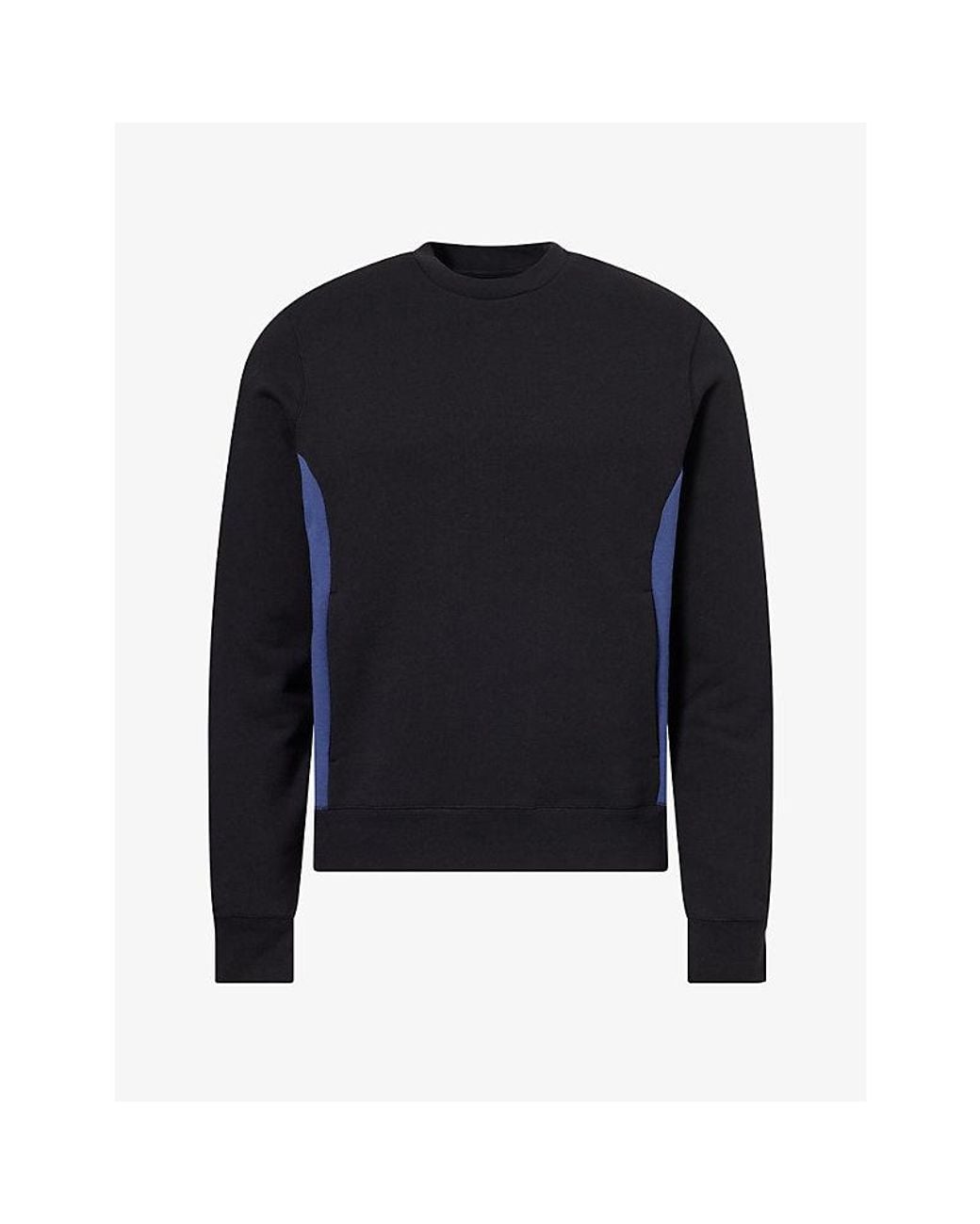 Moncler Blue Contrast Crewneck Cotton-Jersey Jumper for men