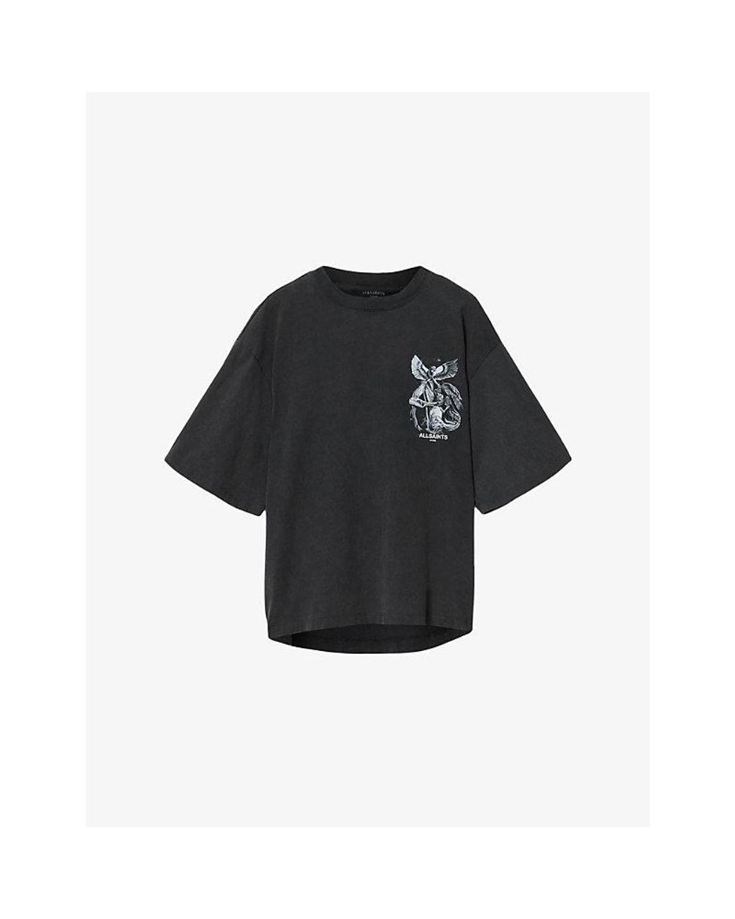 AllSaints Black Seraph Amelie Graphic-Print Cotton T-Shirt