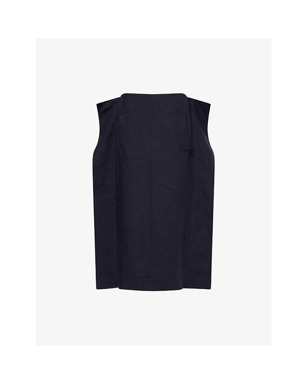 Khaite Blue Gorgi Tailored Linen Midi Skirt