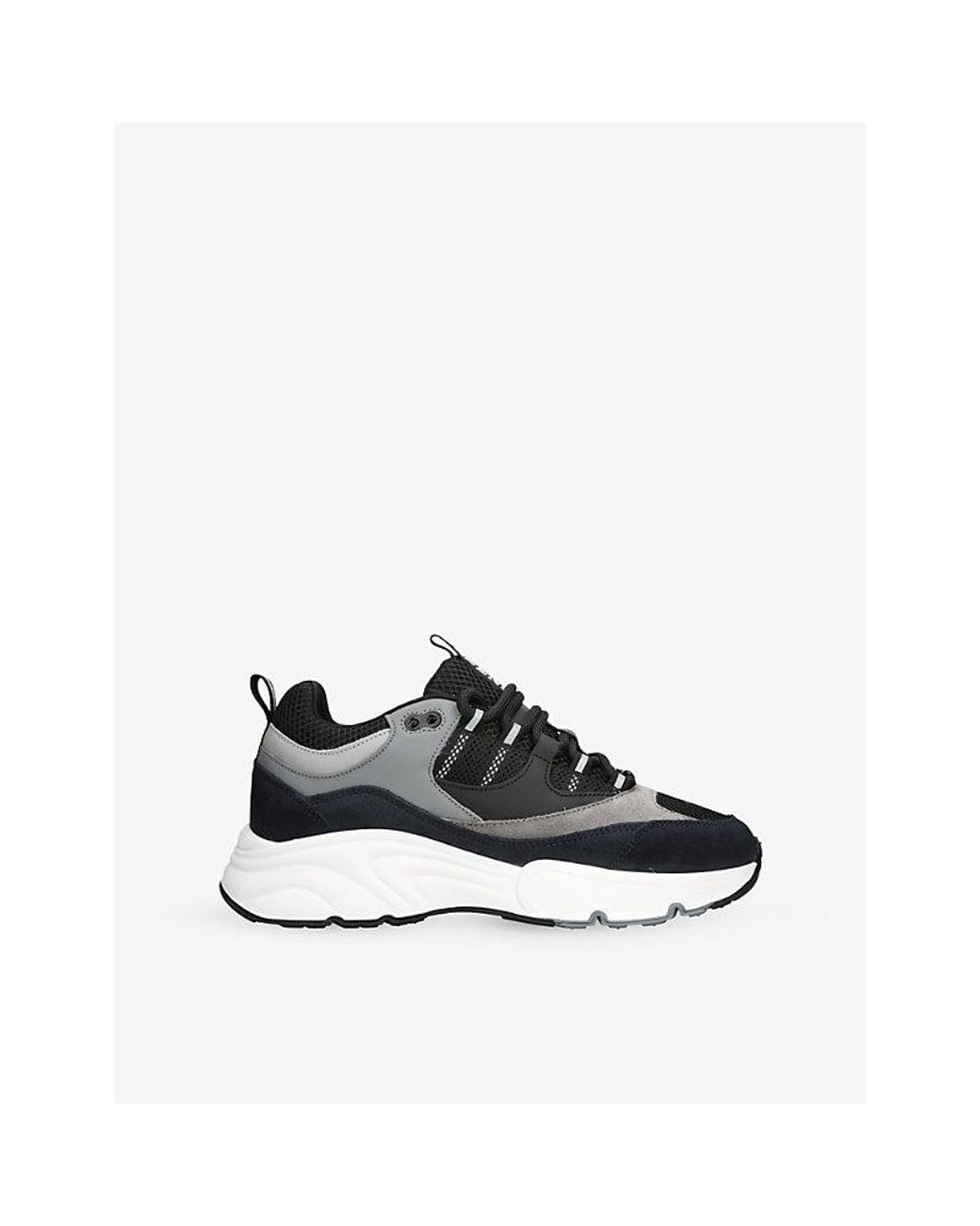 Cleens Black Aero Runner Leather, Suede And Mesh Trainers for men