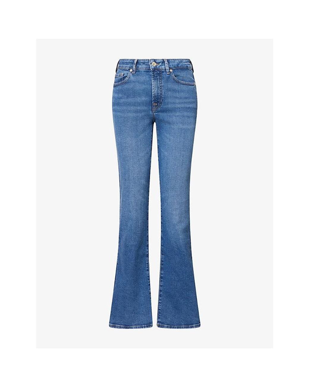 7 For All Mankind Blue Low-Rise Bootcut Denim Jeans