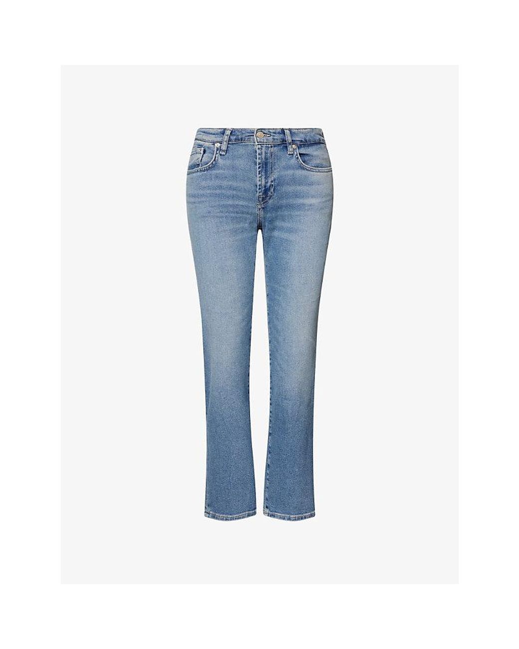 7 For All Mankind Blue Calie Straight-Leg Denim Jeans