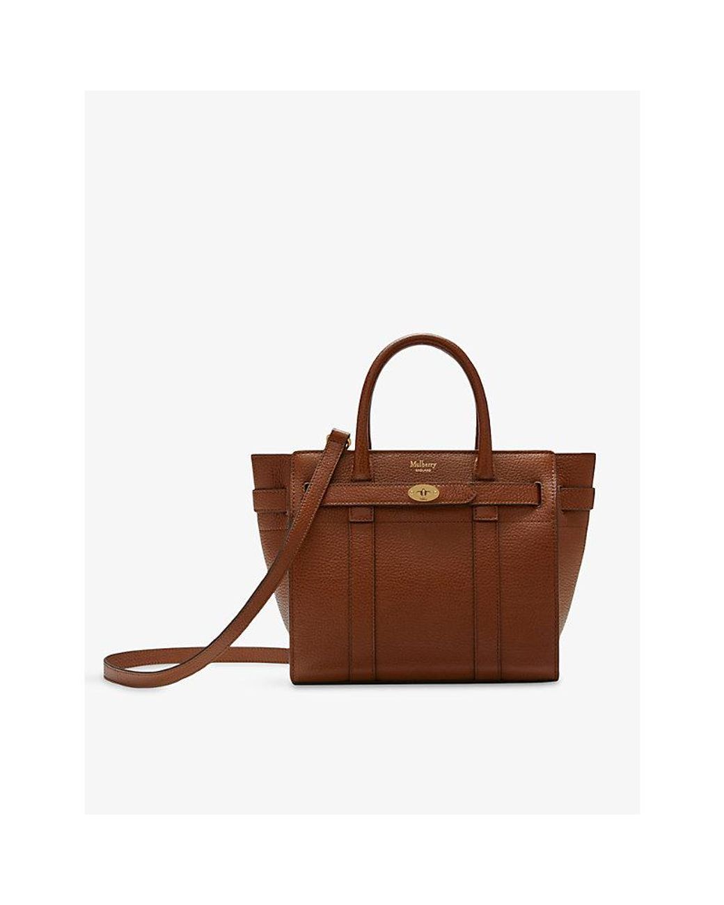 Mulberry Brown Zipped Bayswater Mini Leather Cross-Body Bag