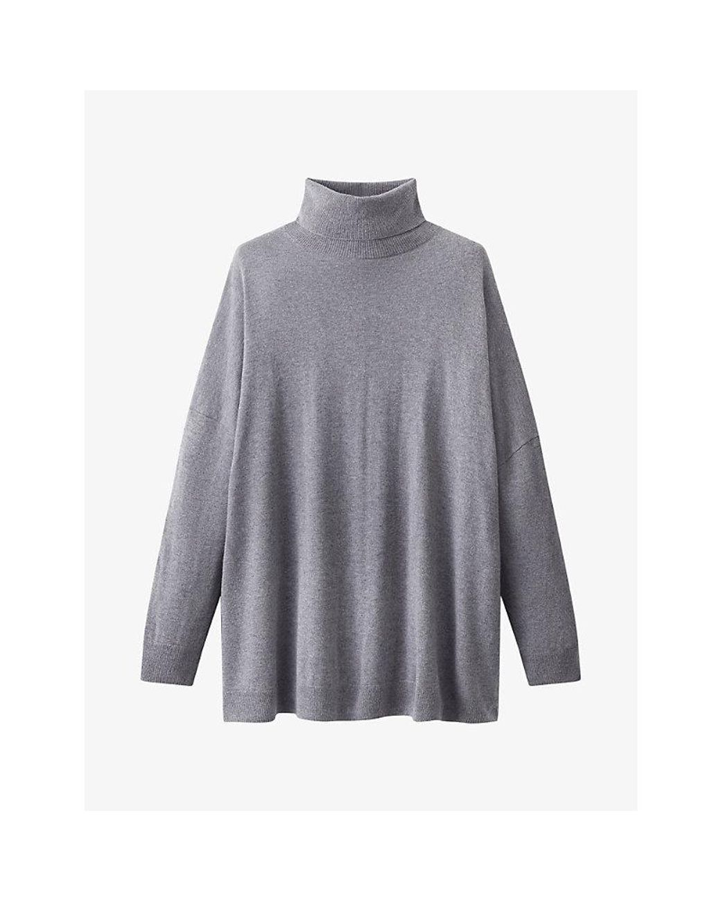 The White Company Gray Oversized Funnel-Neck Wool-Blend Jumper