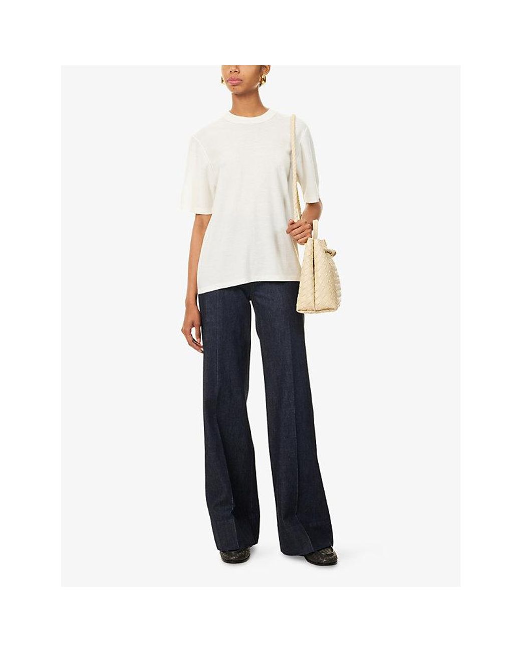 Bottega Veneta White Rleaxed-Fit Round-Neck Cashmere-Knit T-Shirt